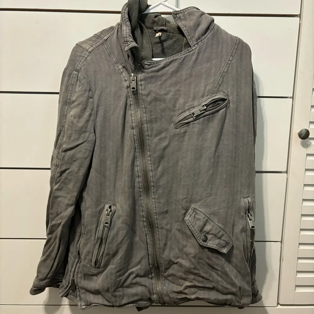Free People Grey Hooded Motto Jacket - Image 3