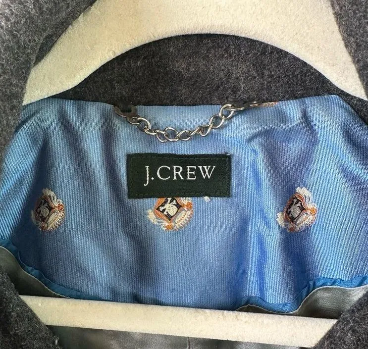 J Crew Jacket Womens Small Peacoat Single Breasted Gray Short Wool Lined Preppy - Image 3