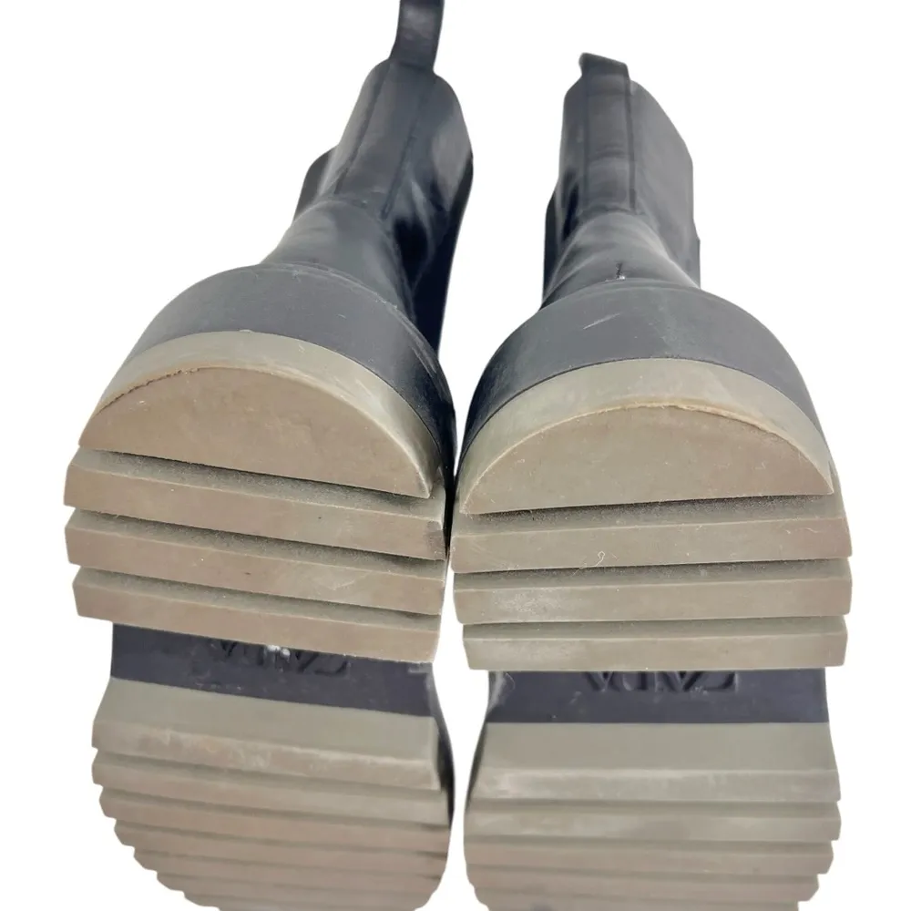 ZARA Chelsea Chunky Black Leather Ankle Boots - Image 7