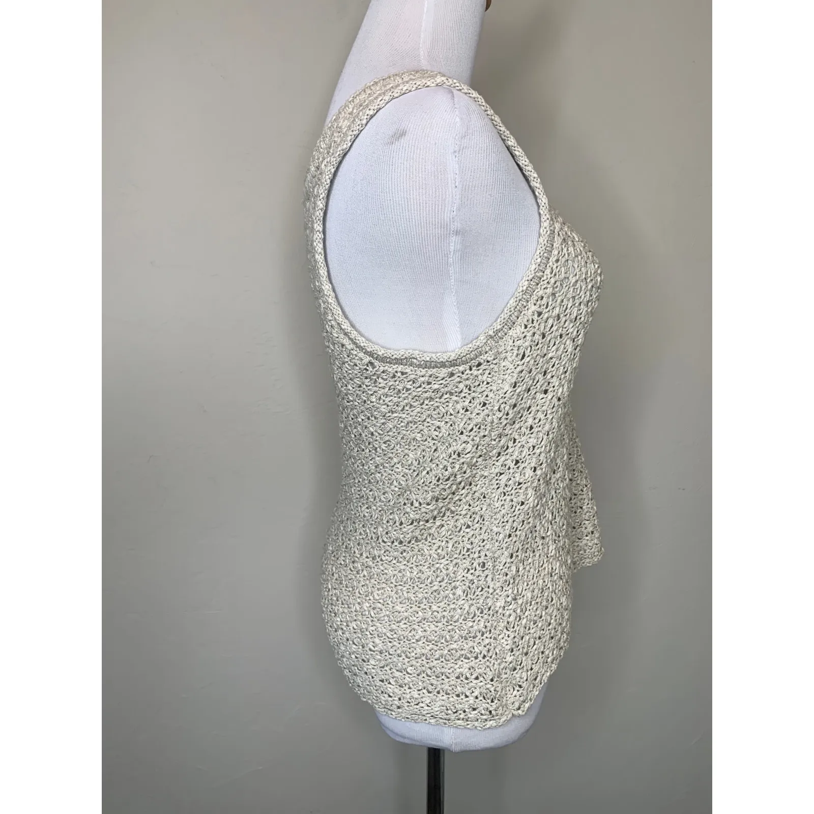 Aerie Open Weave Natural Sweater Tank  Sz Small Coastal Western - Image 4