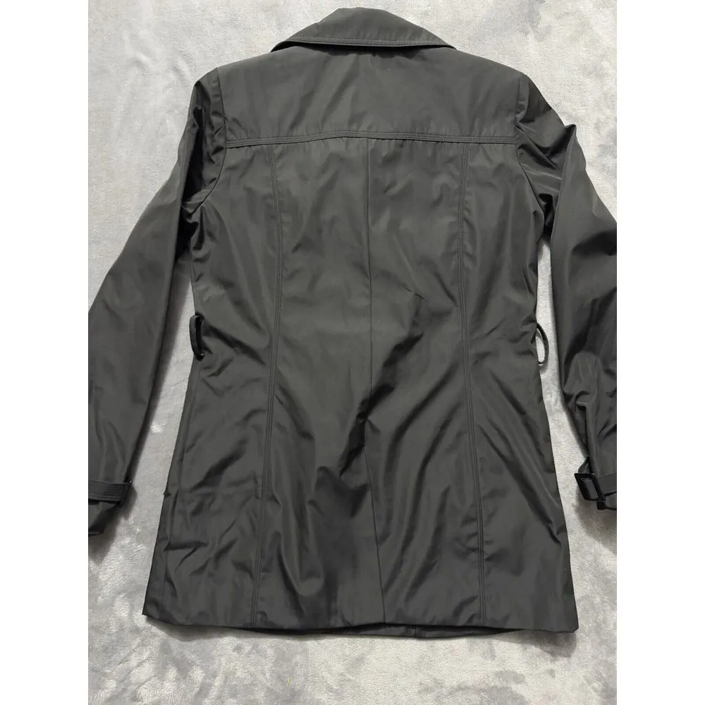 Chaps Women's Black Trench Coat Button Light Weight Size‎ Small - Image 5