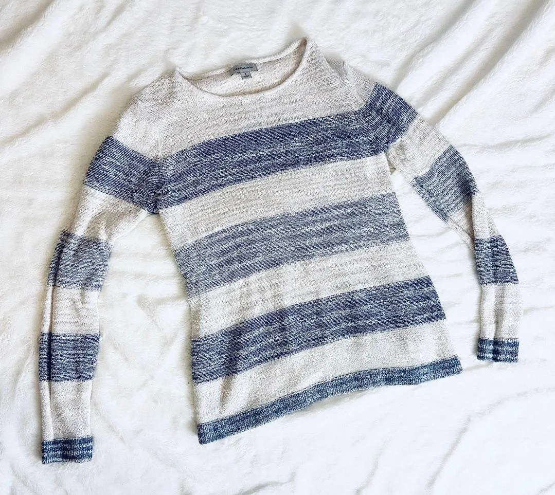 Cabin Klein Marled knit white & blue boho long sleeve - Image 3