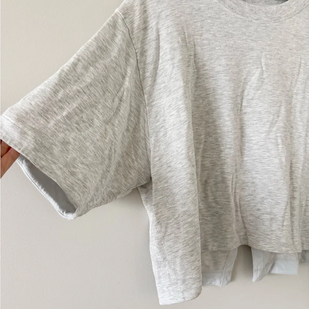 Athleta Crossback Short Sleeve Jersey Knit Top in Light Gray Size L - Image 5