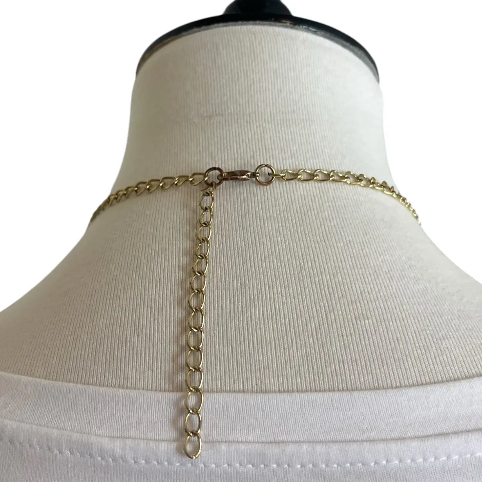 Women’s Lariat Necklace Black Gold White Long Round Beads 20/22” Length - Image 7