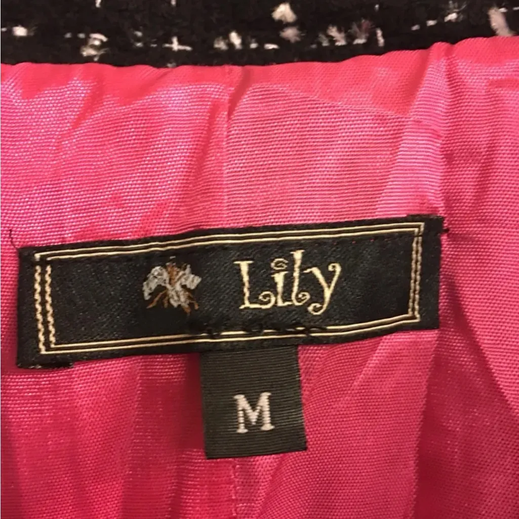 Women’s‎ Blazer coat ‘Lily’ black white with pink Med vintage fitted made in USA - Image 2