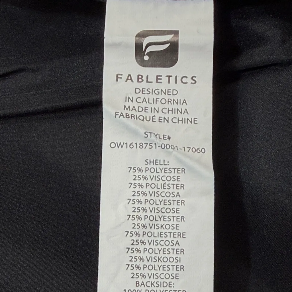 Fabletics NWT Milano Charcoal Gray Fleece with Black Faux Leather Sleeves Coat - Image 8