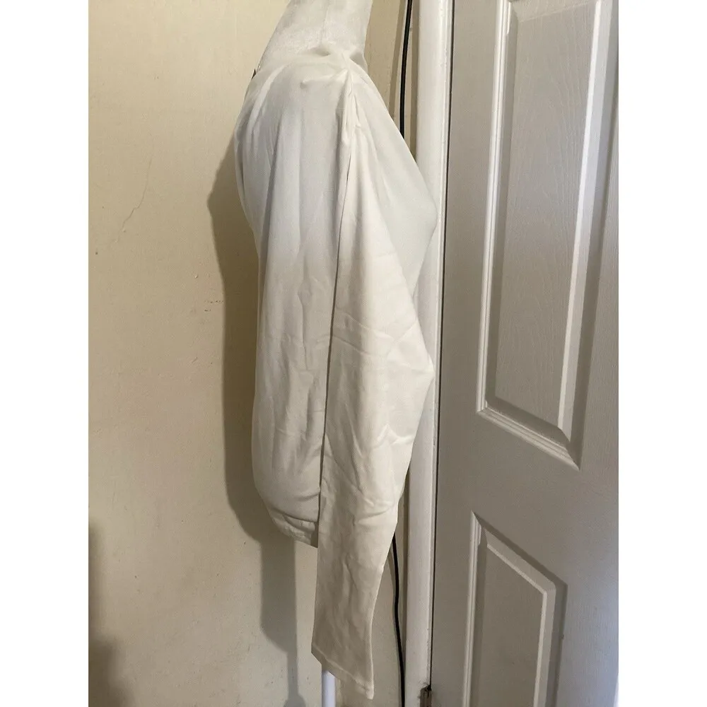 J. Crew Asymmetrical Off The Shoulder Top in Stretch Cotton Ivory L - Image 2