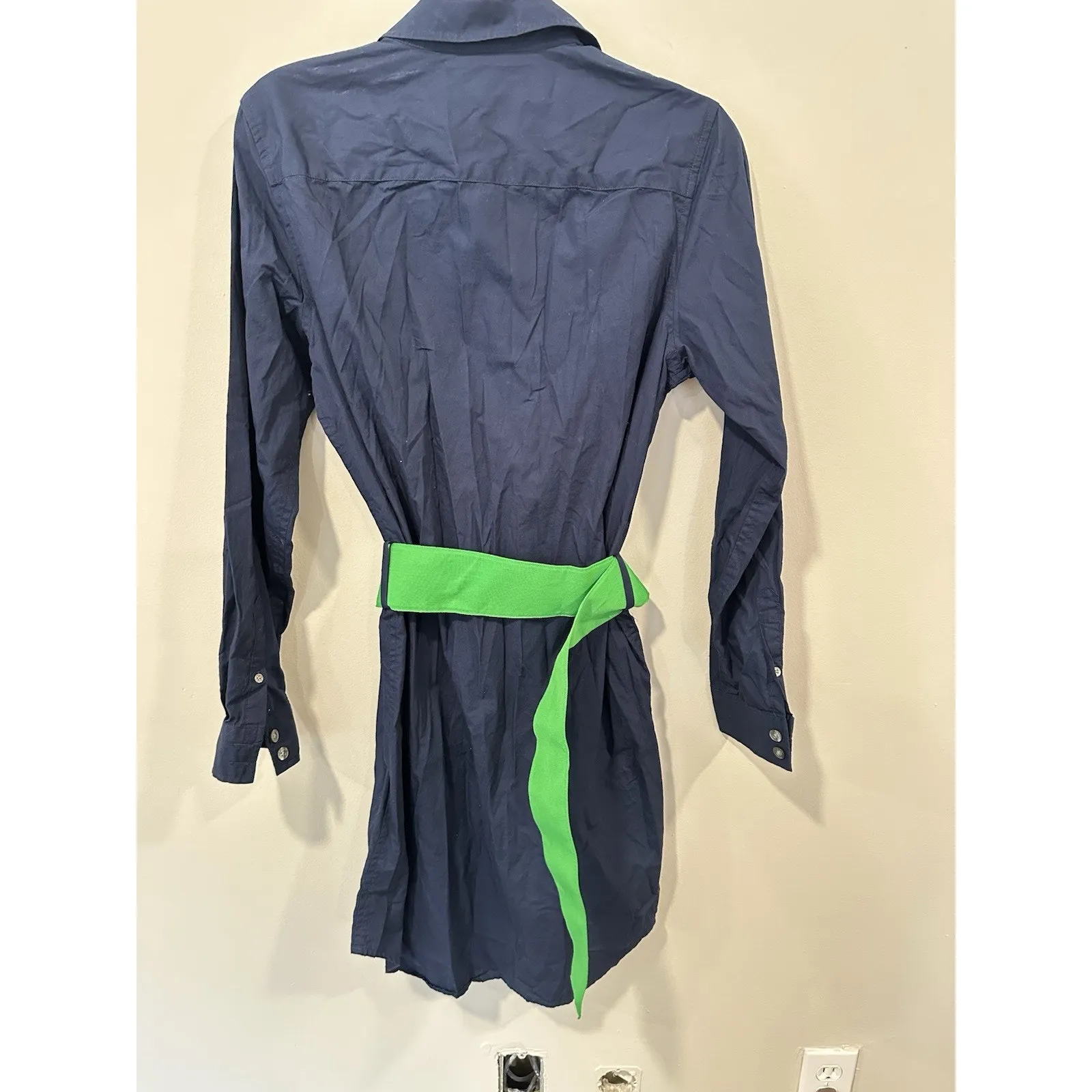 Lauren Ralph Lauren Navy Blue Long Sleeve Belted Shirt Dress Size Small 2017 - Image 2