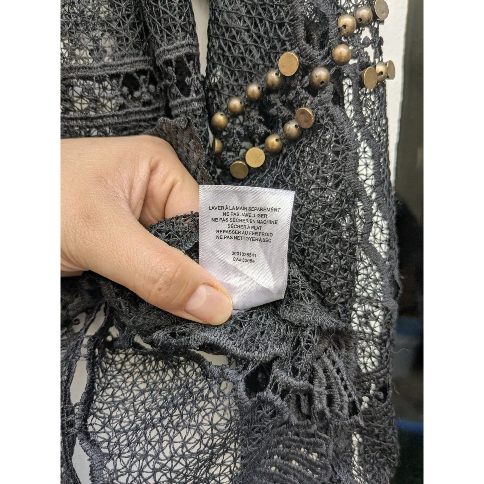 Anthropologie Maeve Auralis Black Studded Grunge Lace Blouse Size Small - Image 9