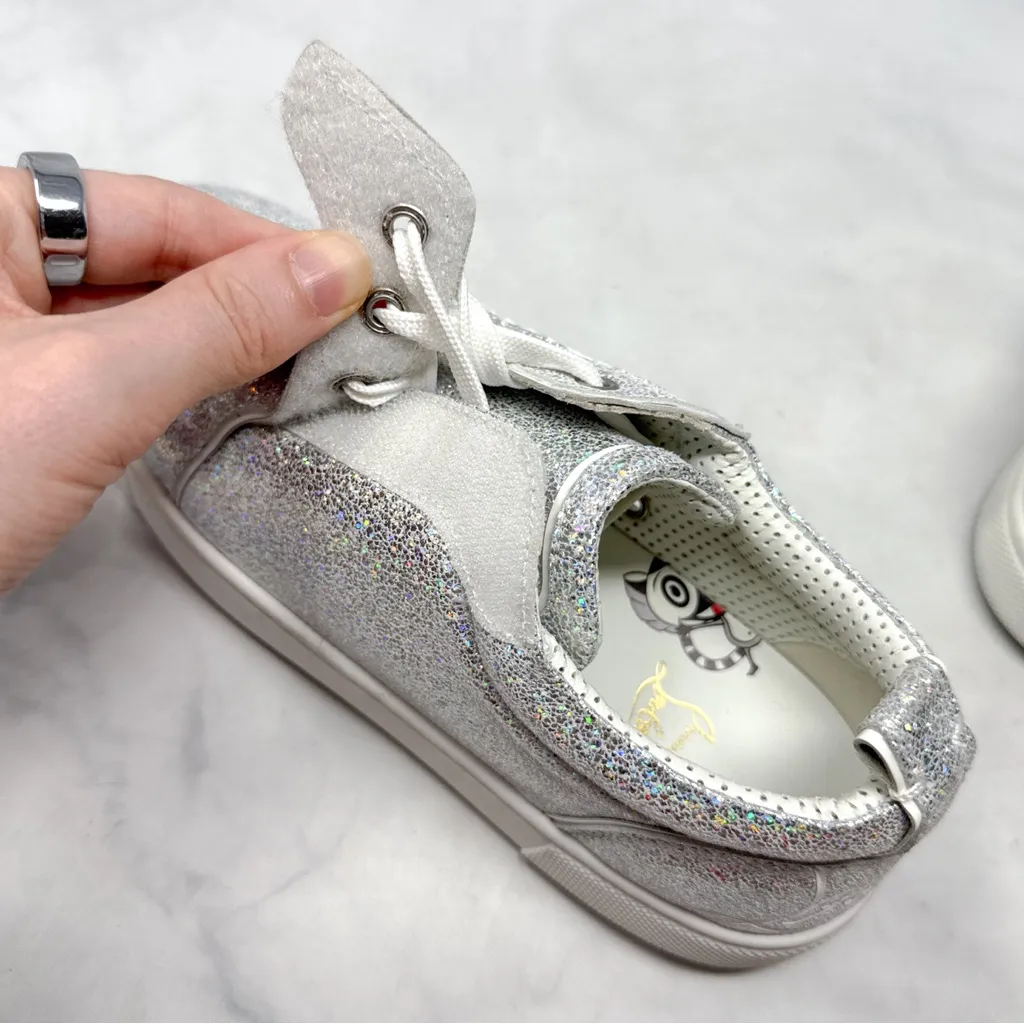 Christian Louboutin Funnyto Iridescent Glitter Leather Platform Sneaker Shoes 35 - Image 8