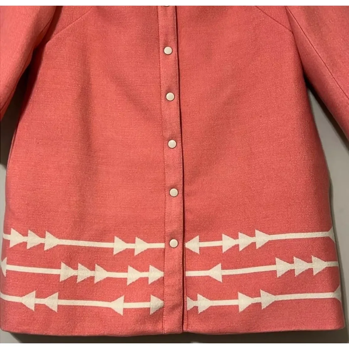 ANTHROPOLOGIE LAUREN MOFFATT Eastwood Dress Salmon Wool Pea Coat‎ Snaps Small - Image 2