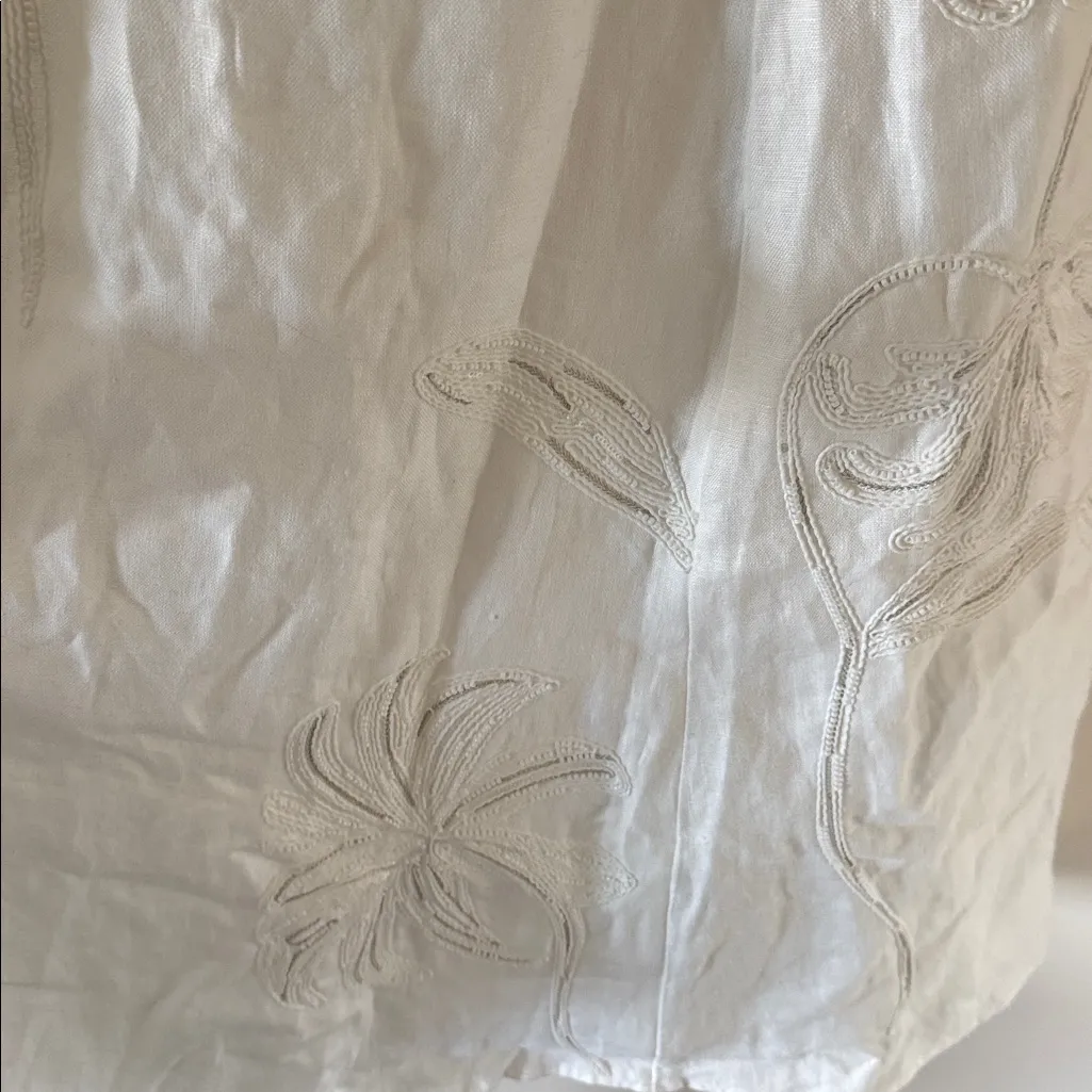 REISS Elise Linen Floral-Embroidered Midi Dress in Ivory, Size 4 US, $455 - Image 10