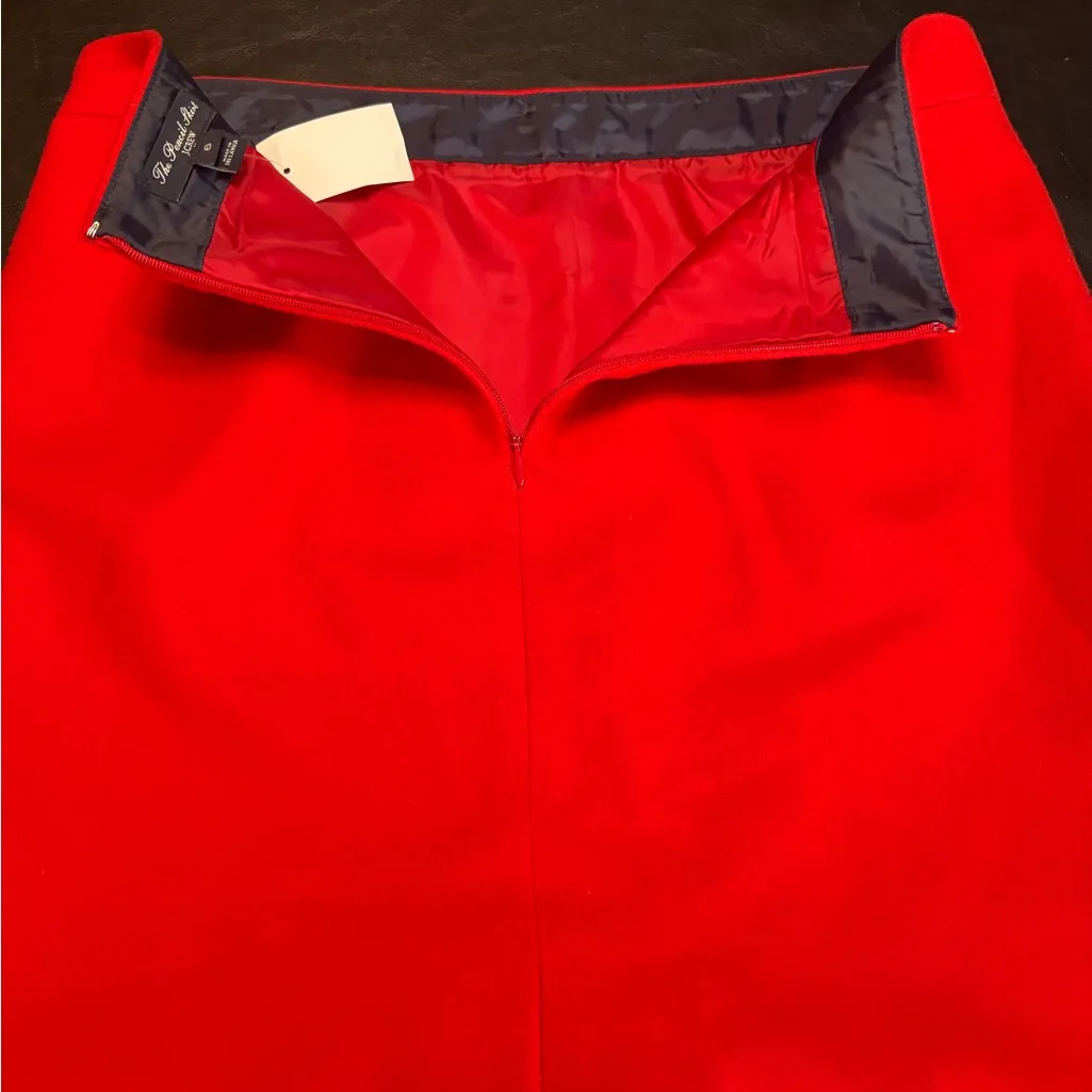 J. Crew The Pencil Skirt Vibrant Red Wool Blend Nwt Size 6 - Image 3