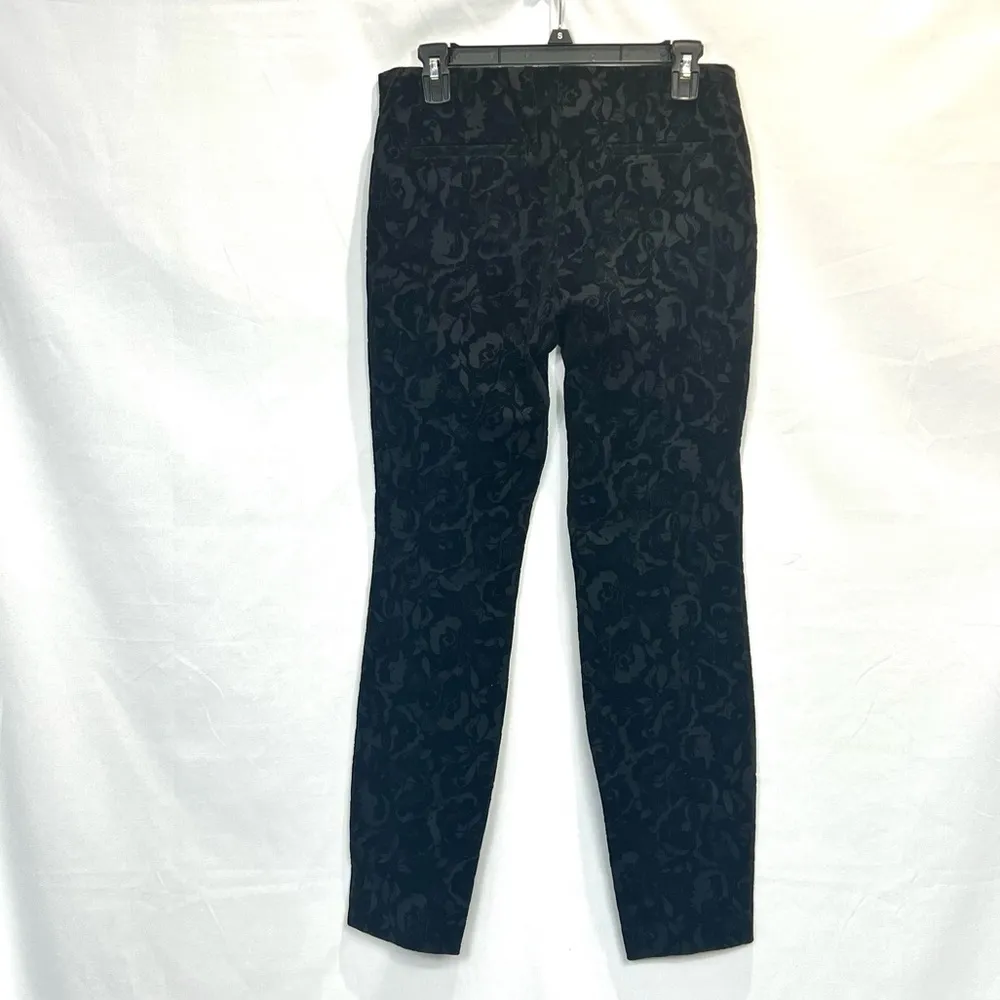 Alfani Ponte Velvet Floral Black Skinny Pants Size 4 - Image 4