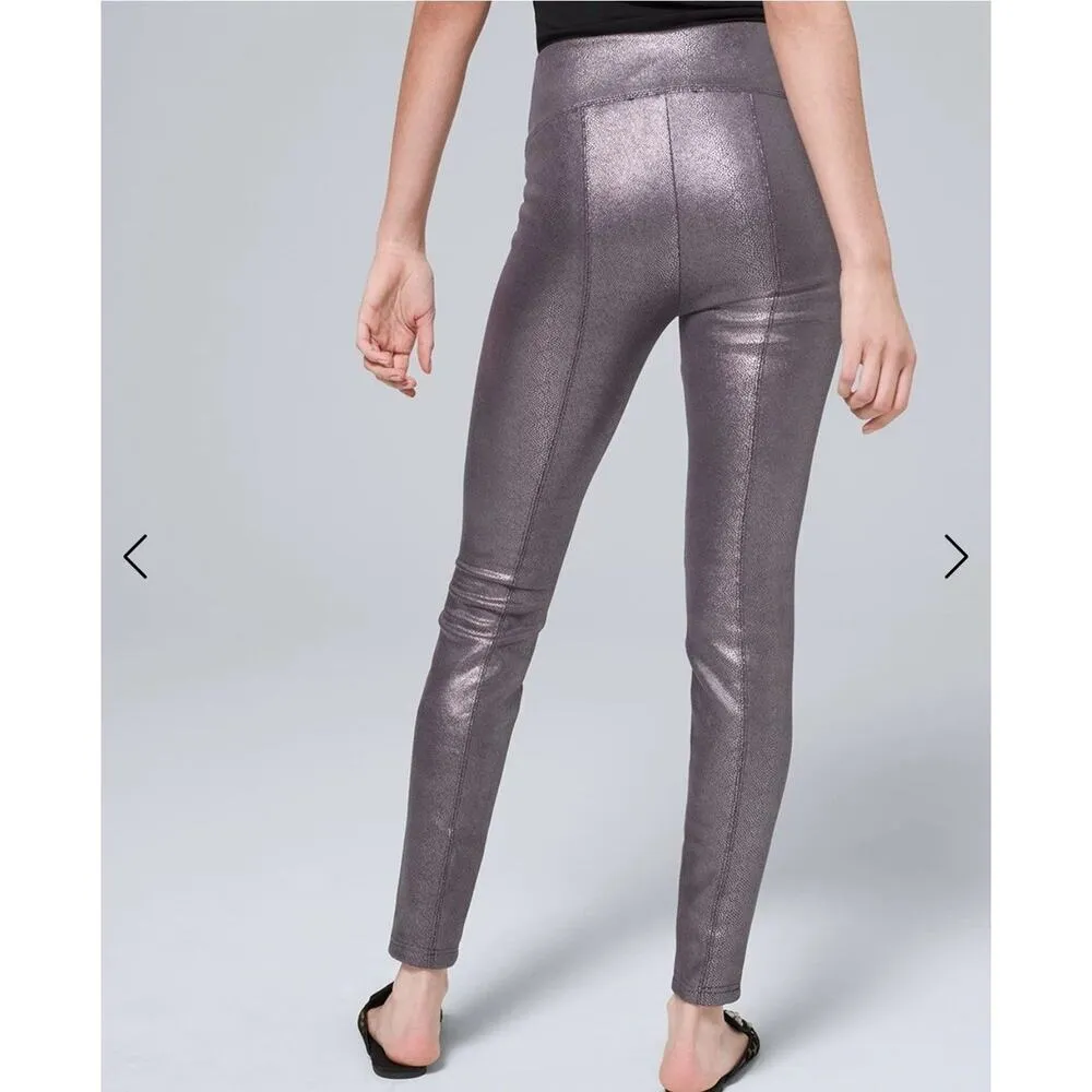 White House Black Market Snake Foil Print Jeggings Gray Size 6 - Image 2