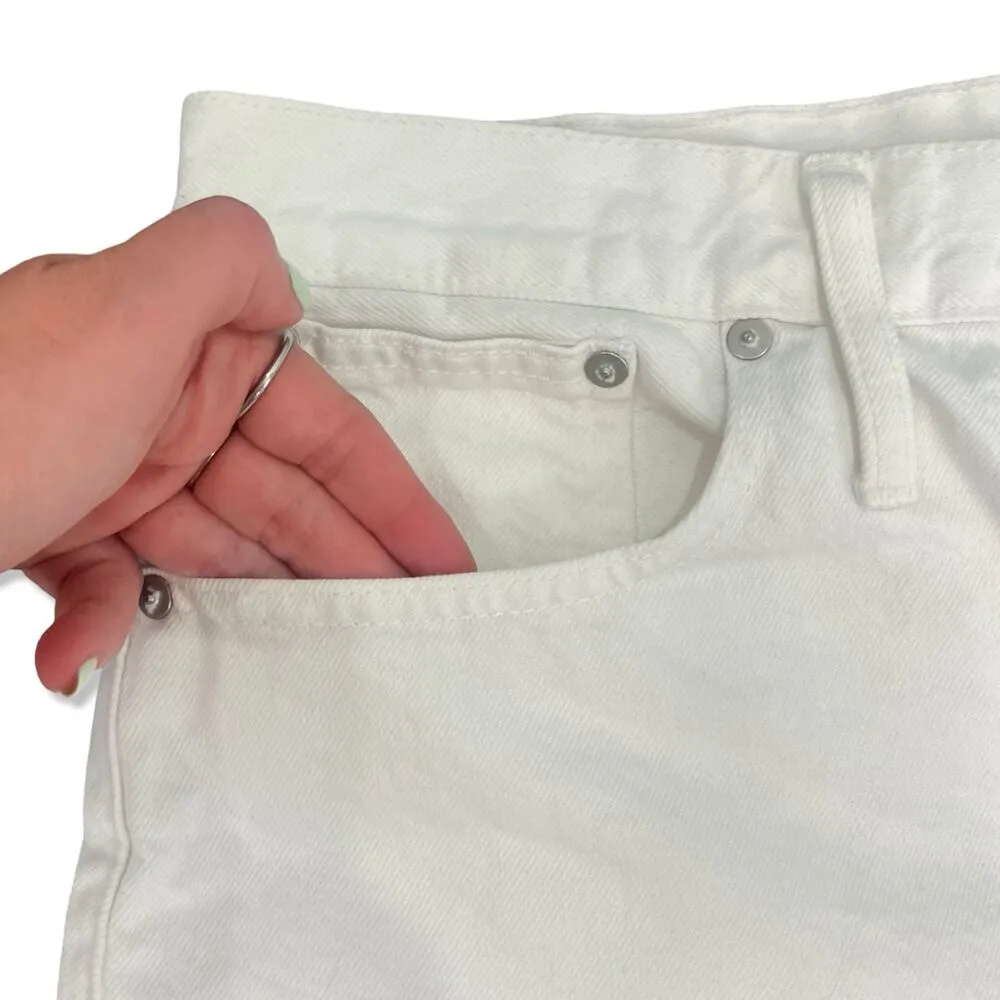 Madewell White Denim Perfect Jean Shorts Frayed Hem 5 Pocket Design Size 32 - Image 8