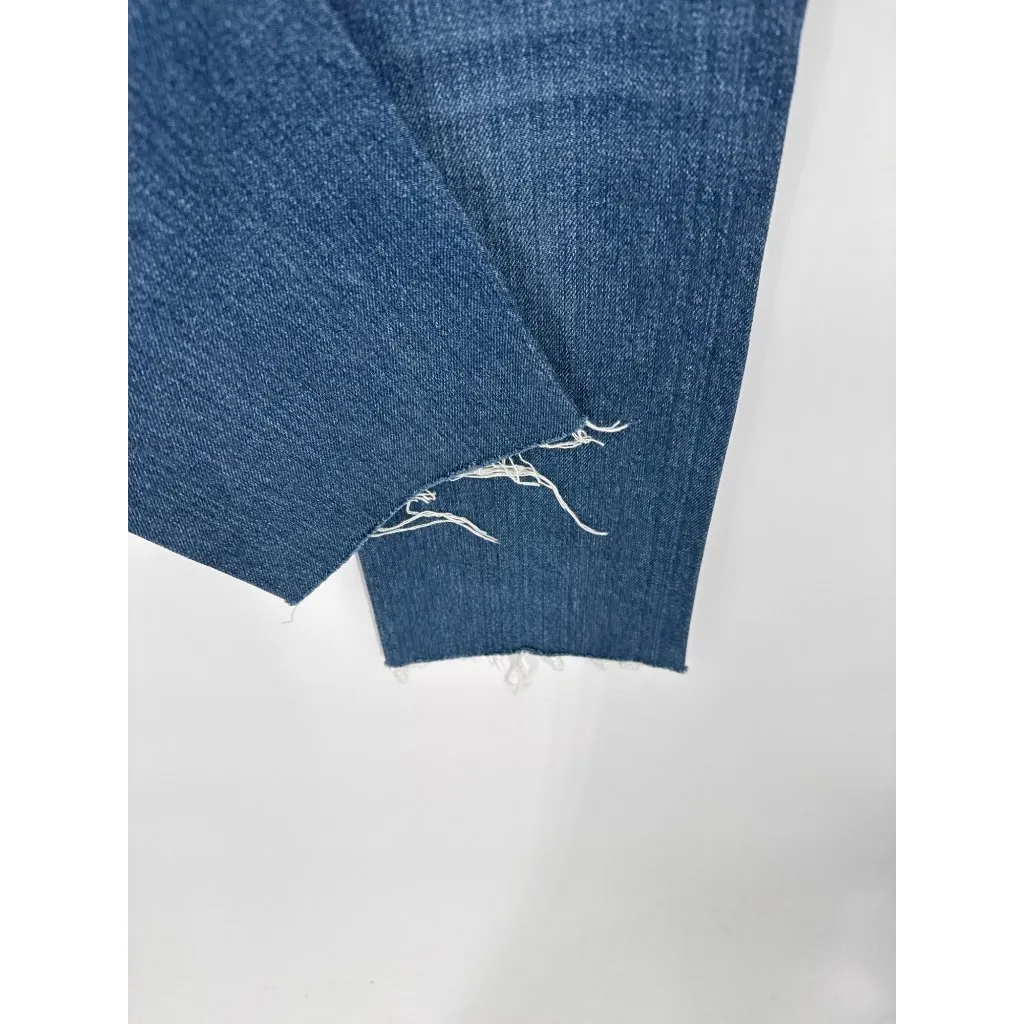 Zara Straight Leg Button Fly Jeans Womens 2 Blue Cotton Raw Hem Side Slit NEW‎ - Image 7