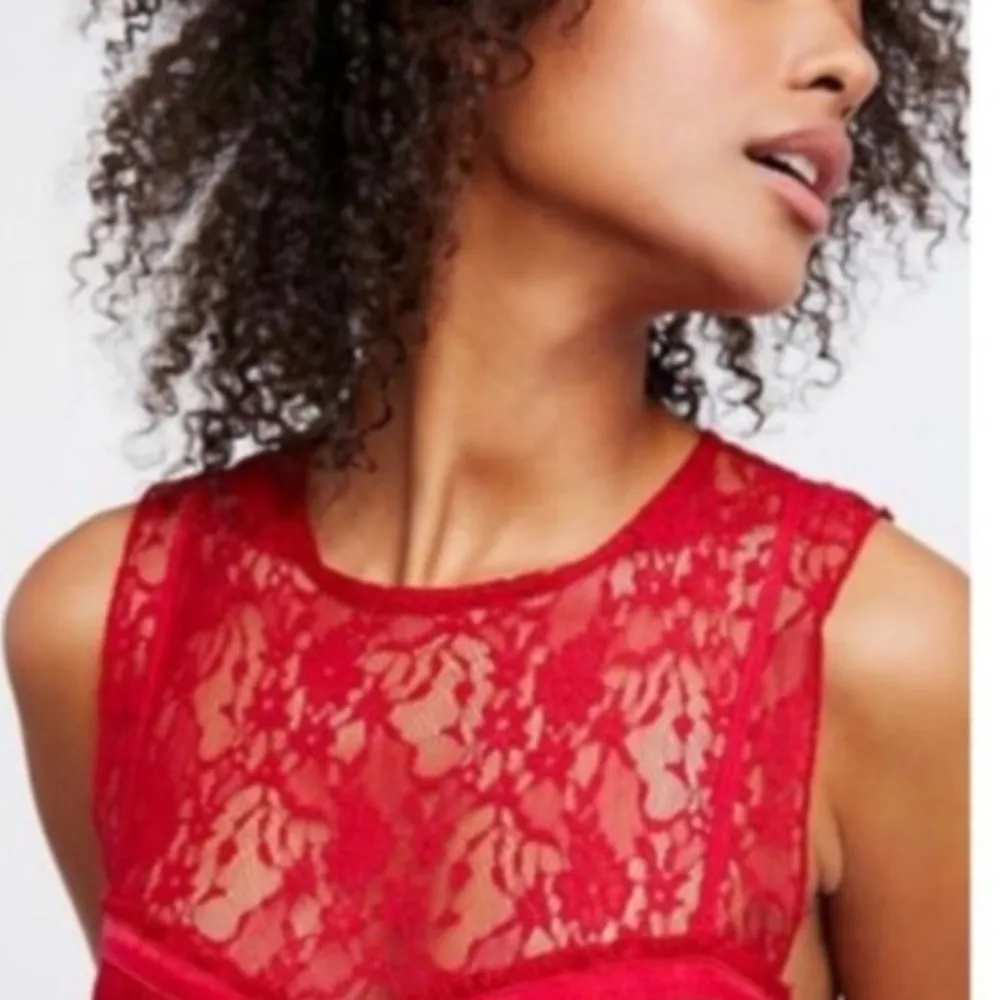 Free People Intimately Free People NWT Red Lace Mini Dress Small - Image 3