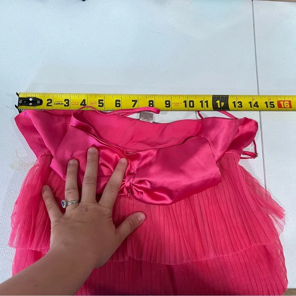 VTG Victorias Secret Satin Tiered Night Dress
Sheer Y2K Crinoline Big Bow Sz S - Image 3