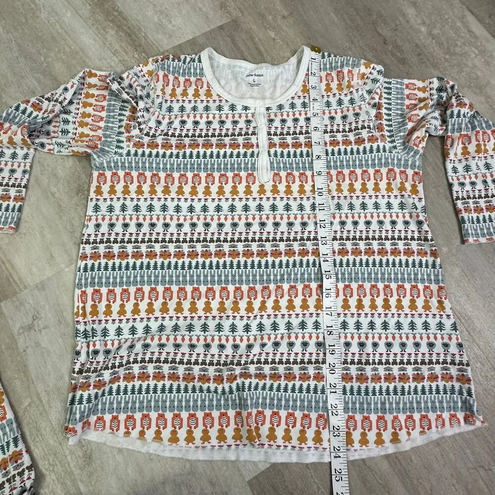 Roller Rabbit Bands Weave Pajama PJ Set in Woodland Animals Size Large - Image 7