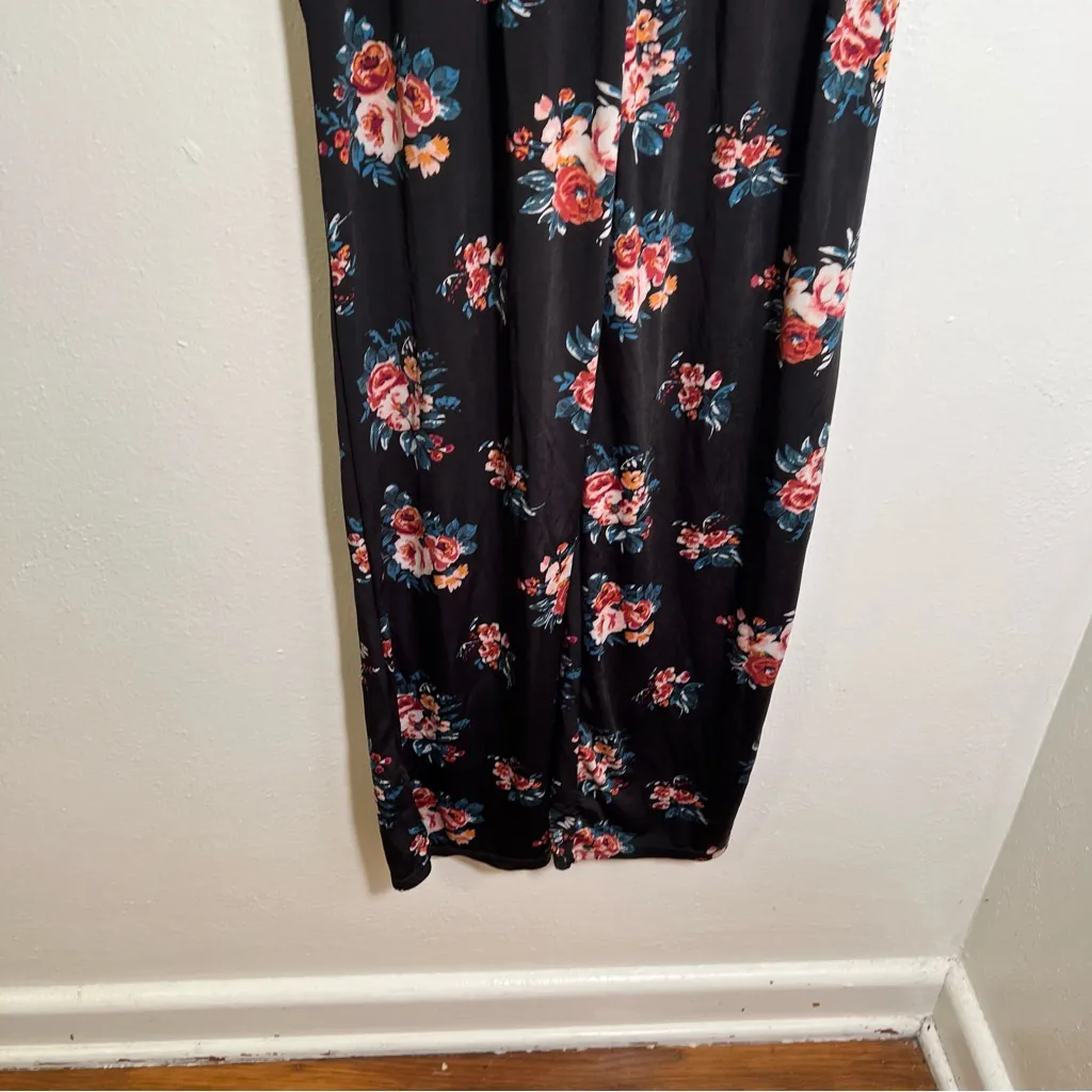 Lildy Slit Accent Trouser Pant Black Pink Floral L - Image 7