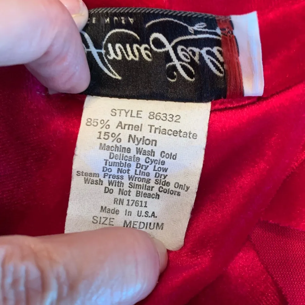 Vintage Womens Robe And Pants Size M Medium Pink Silky Satin Velour Romantic Black - Image 7