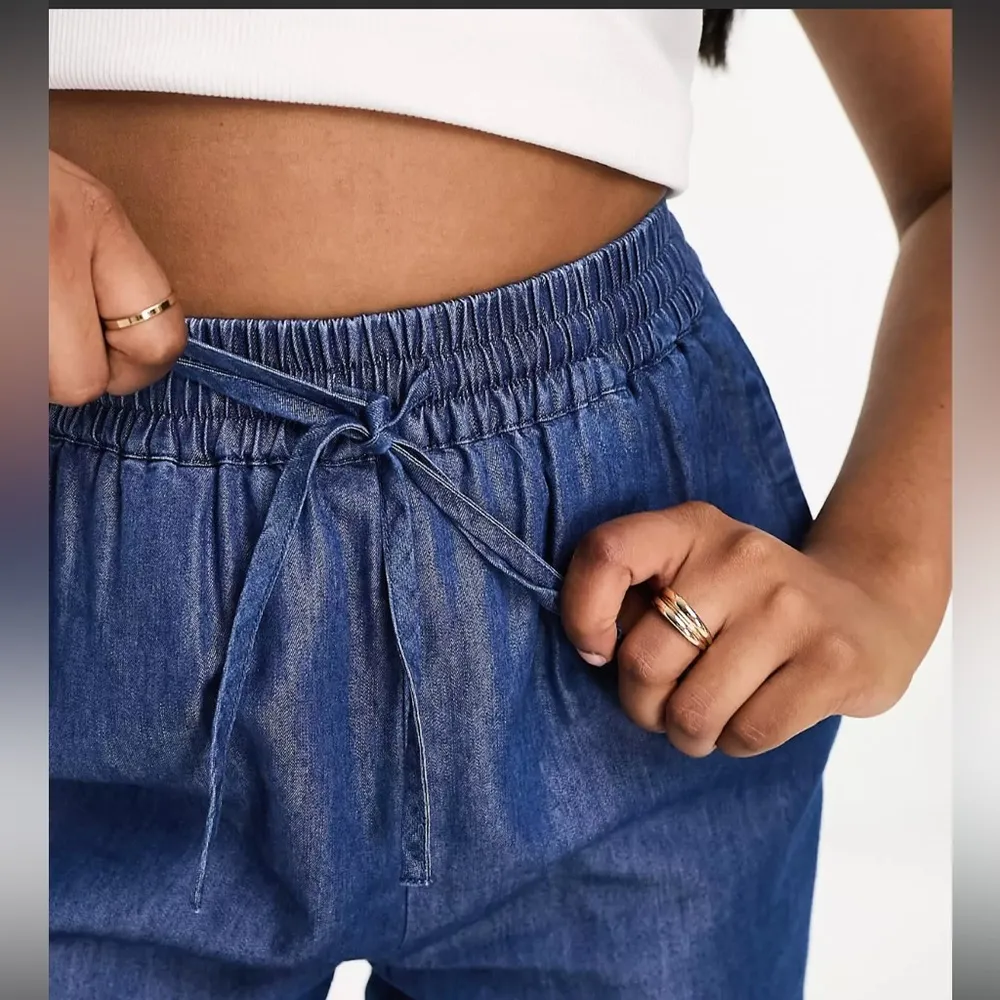 NWT Whistles Light Denim Barrel Pants with Waist tie DENIM Jogger Pants Size 4 - Image 7