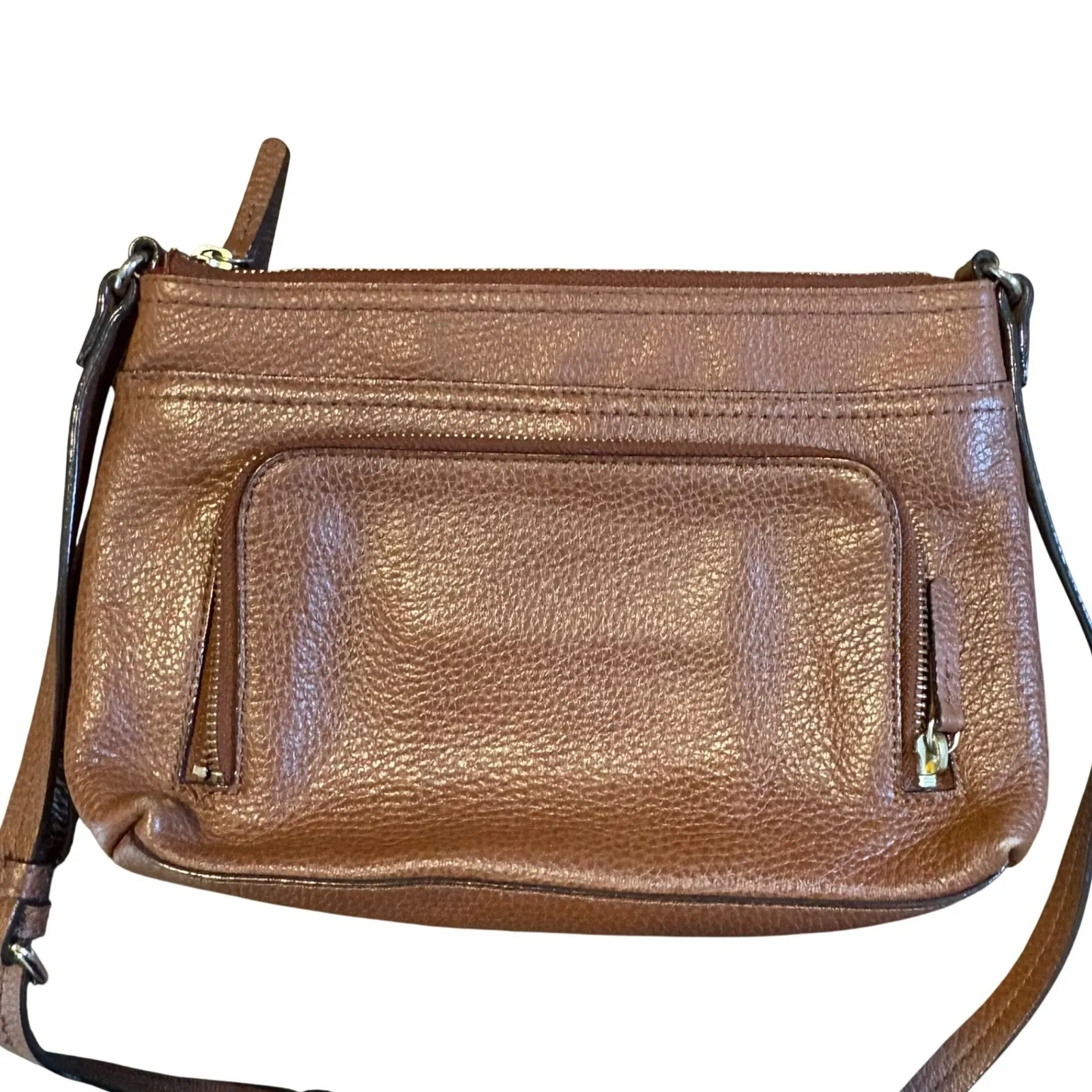 Nordstrom Brown Pebbled Genuine Leather Crossbody Bag Built-in Wallet Purse - Image 3
