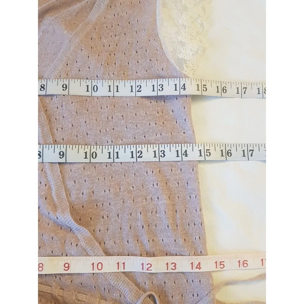 Banana Republic Knit Top XS Crochet  Eyelet Linen Blend Lace Embroidered Wrap - Image 12