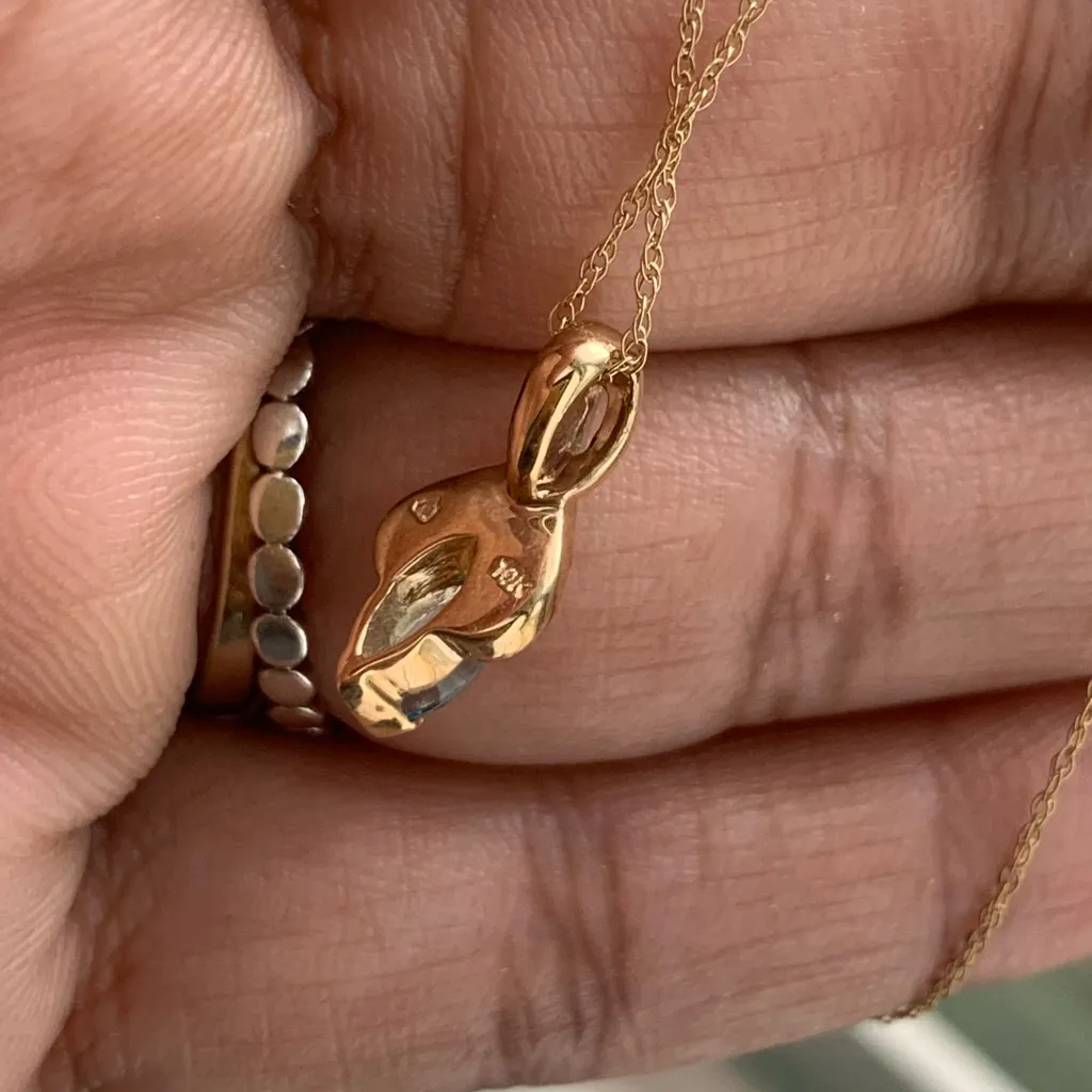 10kt Gold Blue Topaz Pendant Necklace - Image 3