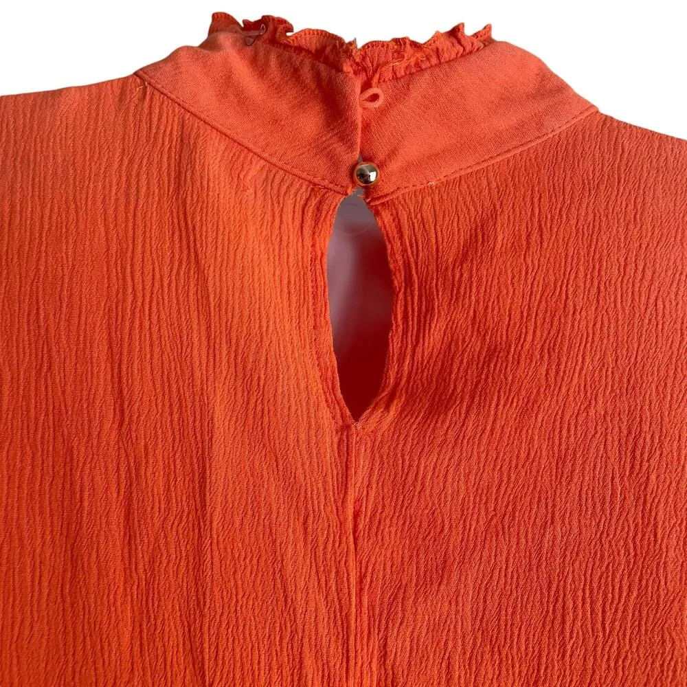 And The Why Women Tunic Top S Orange Crochet Paisley Gauzy Lace Cottage Boho Y2K - Image 4