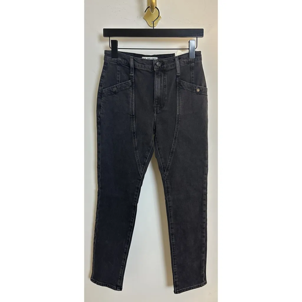 FREE PEOPLE Beacon Mid-Rise Slim Crop Jeans in Black Quartz Size US 25 - Image 3