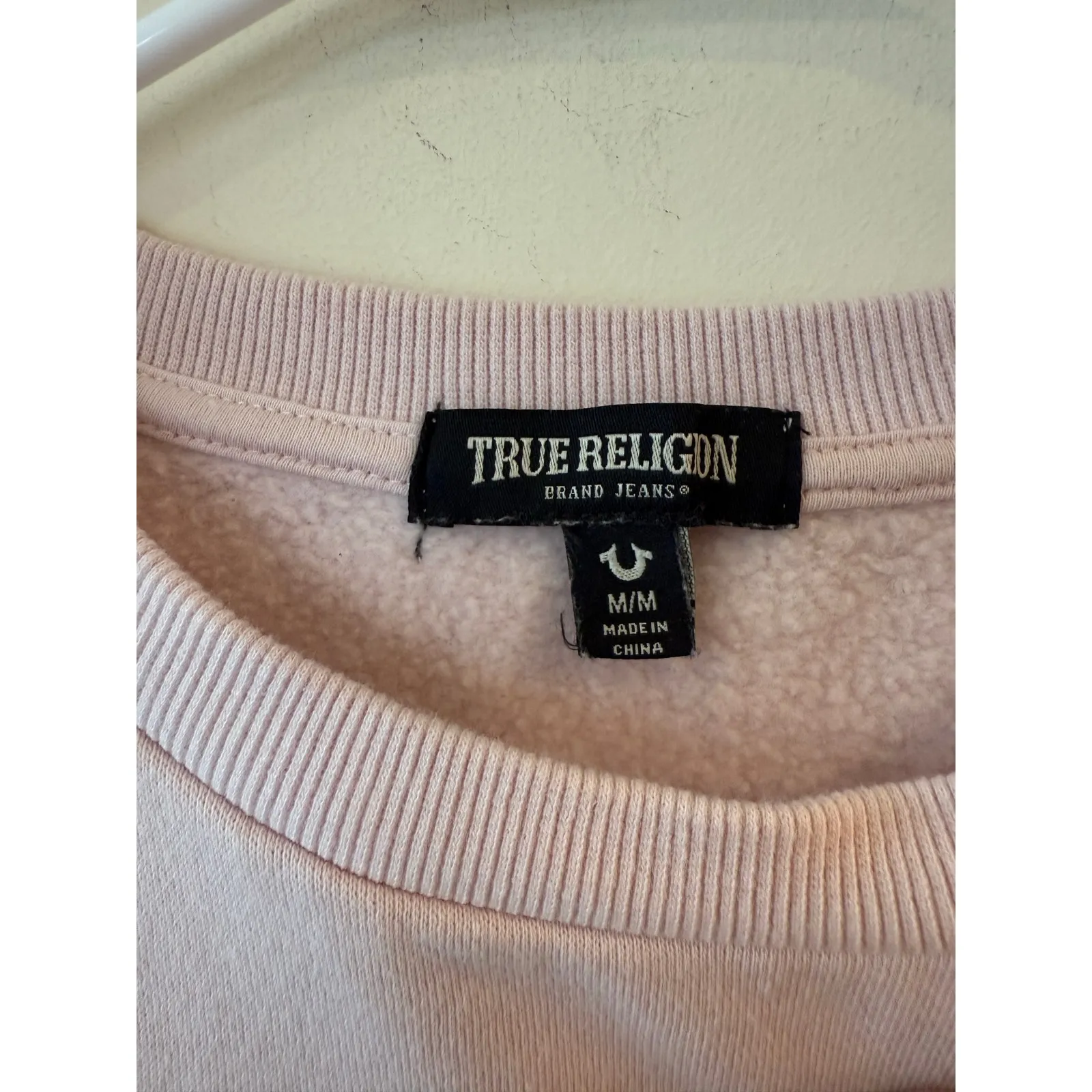 True Religion Brand Jeans Sweatshirt Womens M Pink Fleece Lined Ruched Sleeve Size M - Image 6