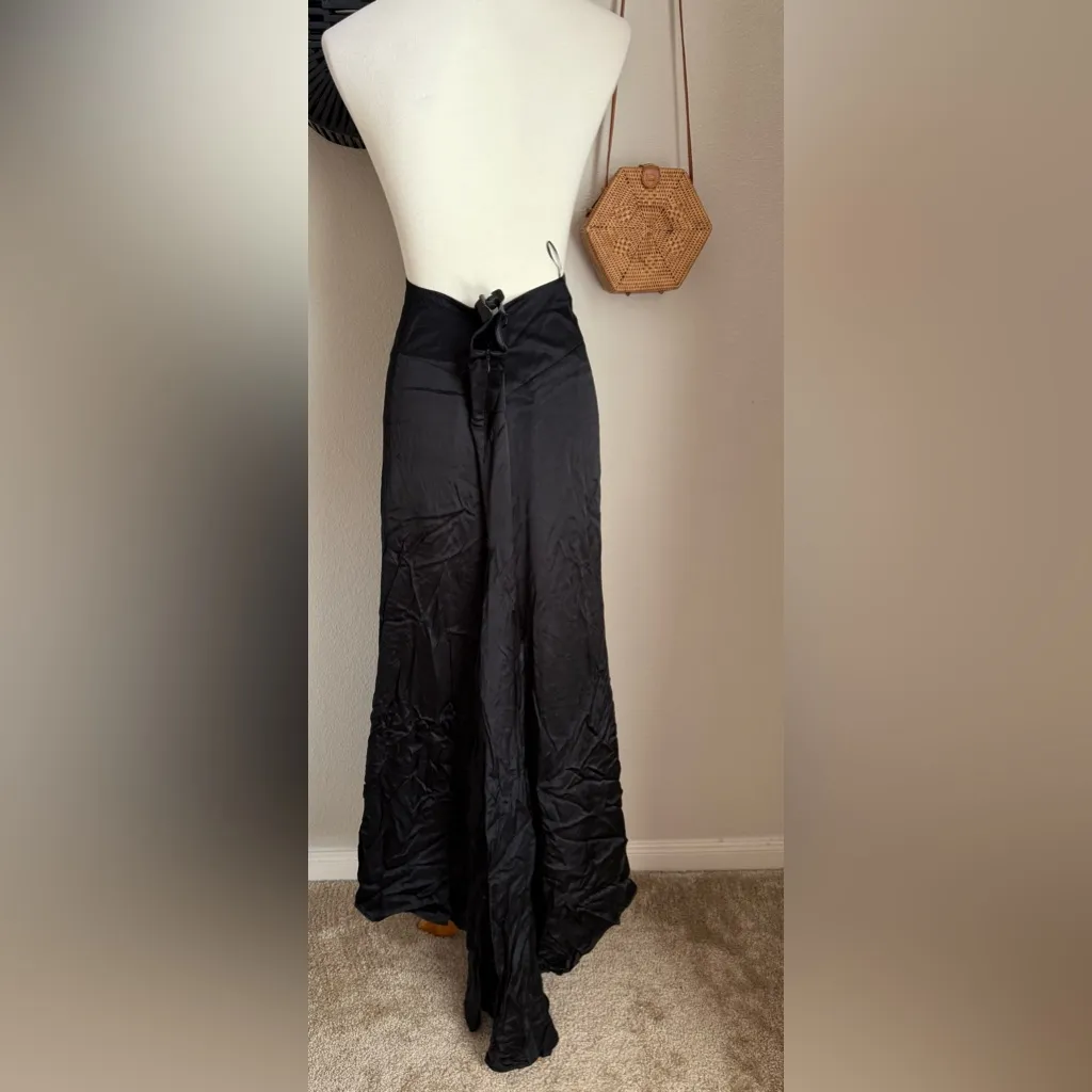 Mango MNG Suit Black Satin Maxi Skirt, Size 12 - Image 2