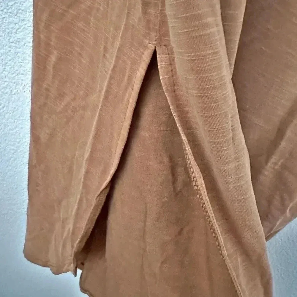 REVERIE x BOUTIQUE | Burnt Caramel Slub Knit Cap Sleeve Midi Dress | Size Small Tan - Image 4