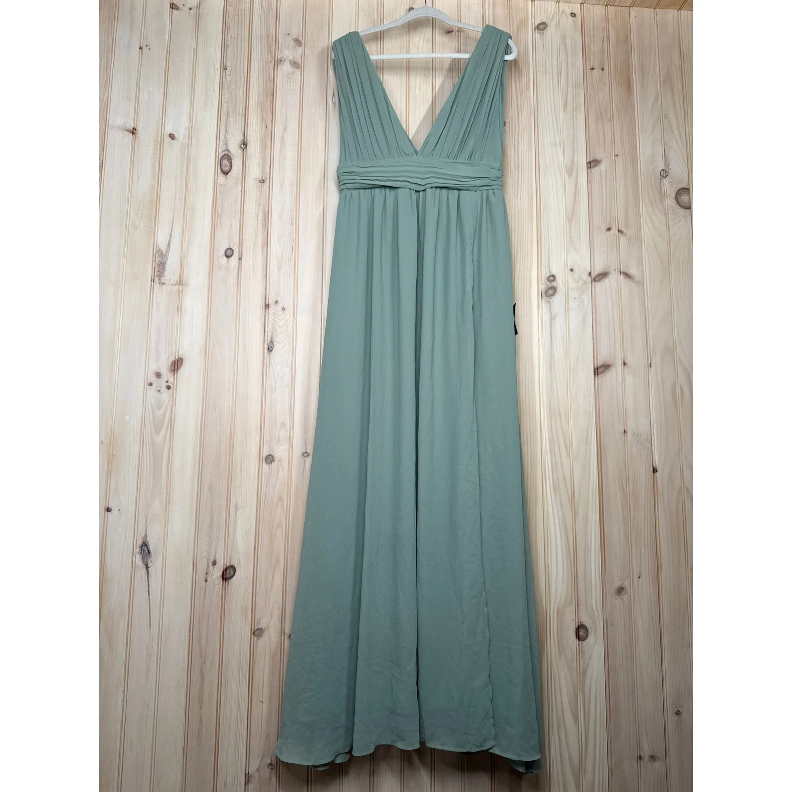 NWT Lulus Heavenly Hues Sage Brush Maxi Dress Wedding Bridesmaid Gala Size L - Image 2