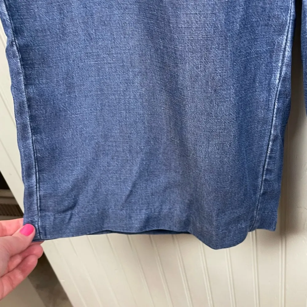 J. McLaughlin Lyocell Linen Chambray Blue Denim Wide Leg Crop Pants Size 14 - Image 7