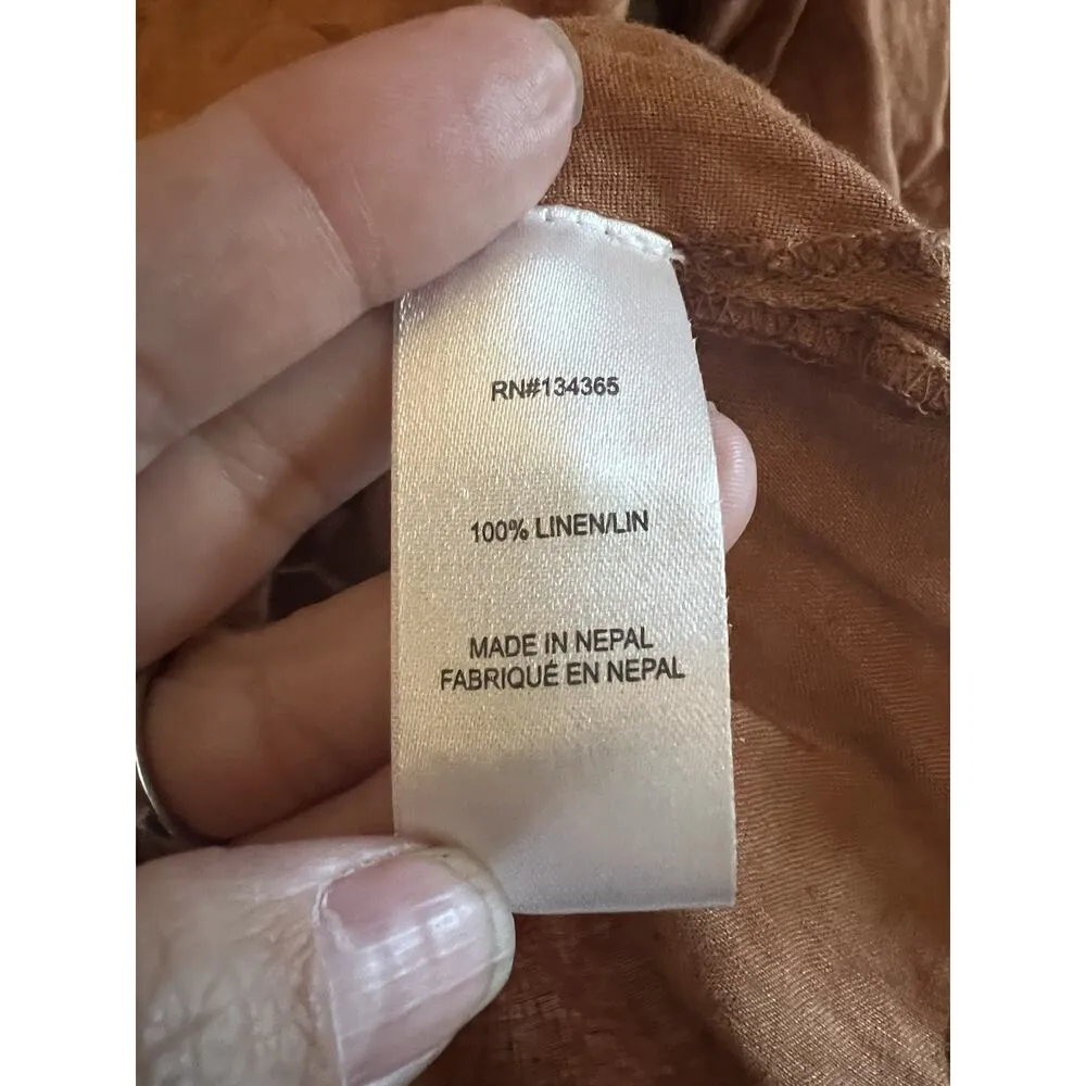 Andrea Jovine 100% linen top shirt smock clay brown Small Blouse Langenlook - Image 3