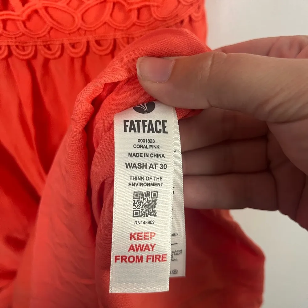 Fat Face Coral Pink Hibiscus Lace Maxi Dress size 4 copper & black - Image 10