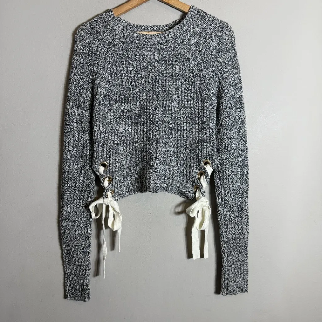 Vintage Guess Y2K Lace Up Crewneck Sweater Pullover Women's Small Gray Retro 00s - Image 5