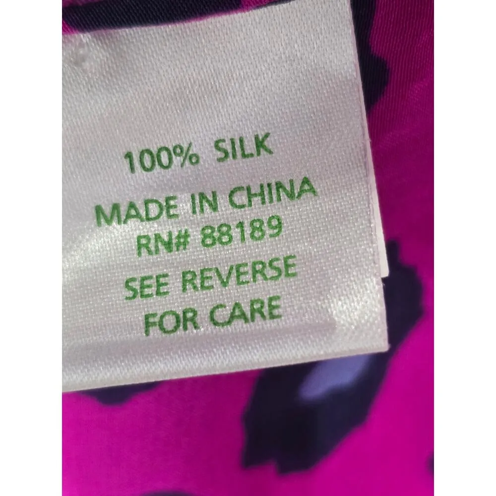 Lilly Pulitzer Blouse Top Womens Size XS Pink Silk Leopard Sleeveless Peplum Hem - Image 5