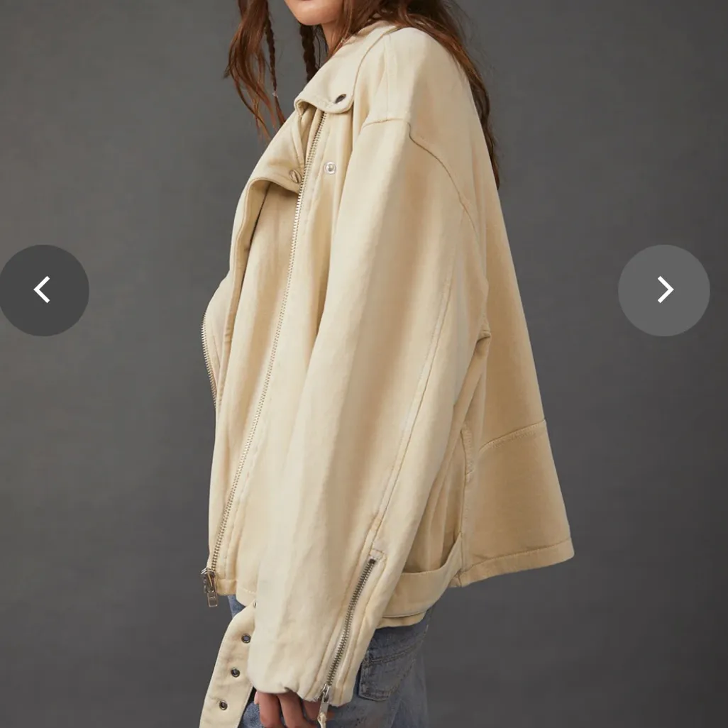 EUC Free People Rebel Moto Jacket Vanilla Cream Size Large Retail $198.00 - Image 5