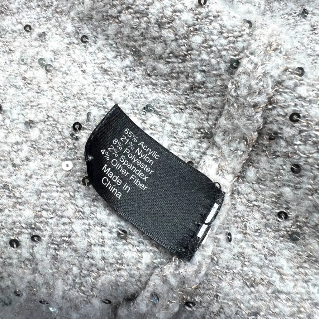 Lane Bryant Sequin Open Front Long Cardigan Gray Size Large - Image 11