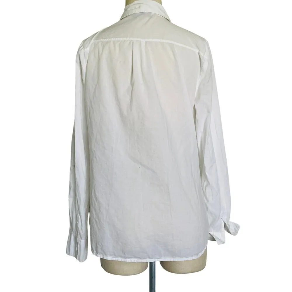 LOFT White Cotton Button Down Shirt Flap Pockets - Image 6