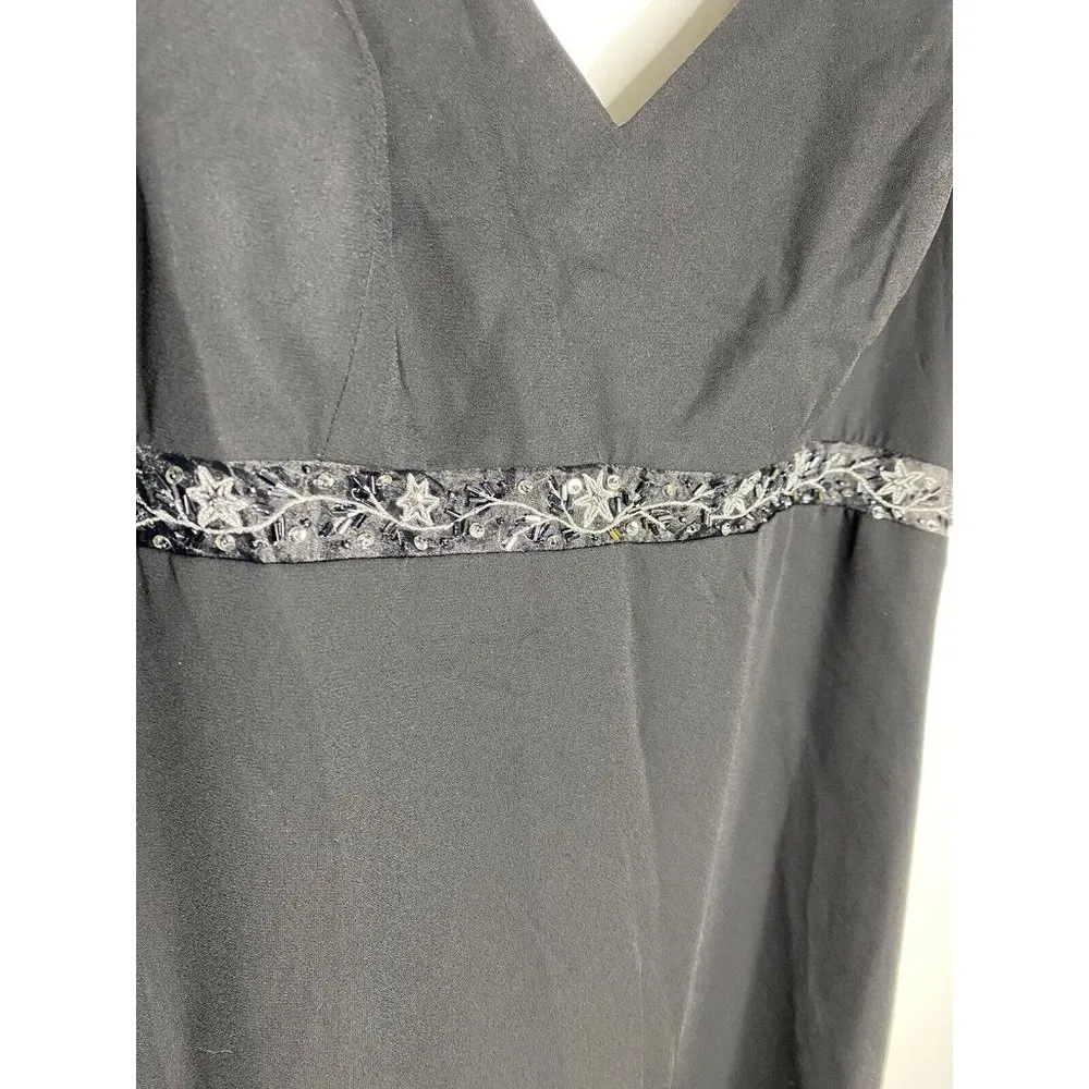 Michaelangelo Dress Size 10 NEW Maxi Beaded V Neck Black Sleeveless MSRP $148 - Image 3