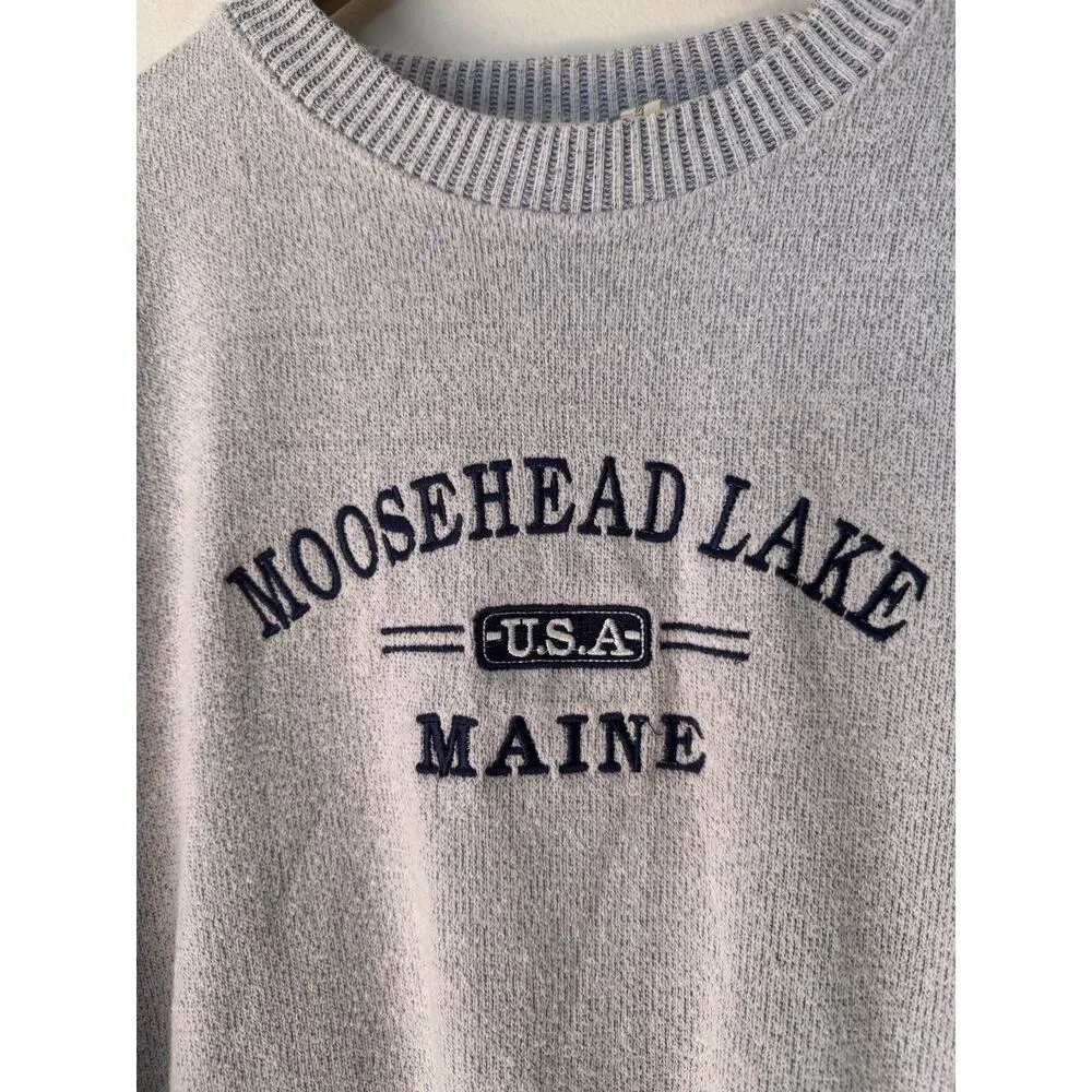 ESY Surf Co Vintage Moosehead Lake Maine Terry Pullover Sweatshirt Size Large Gray - Image 3