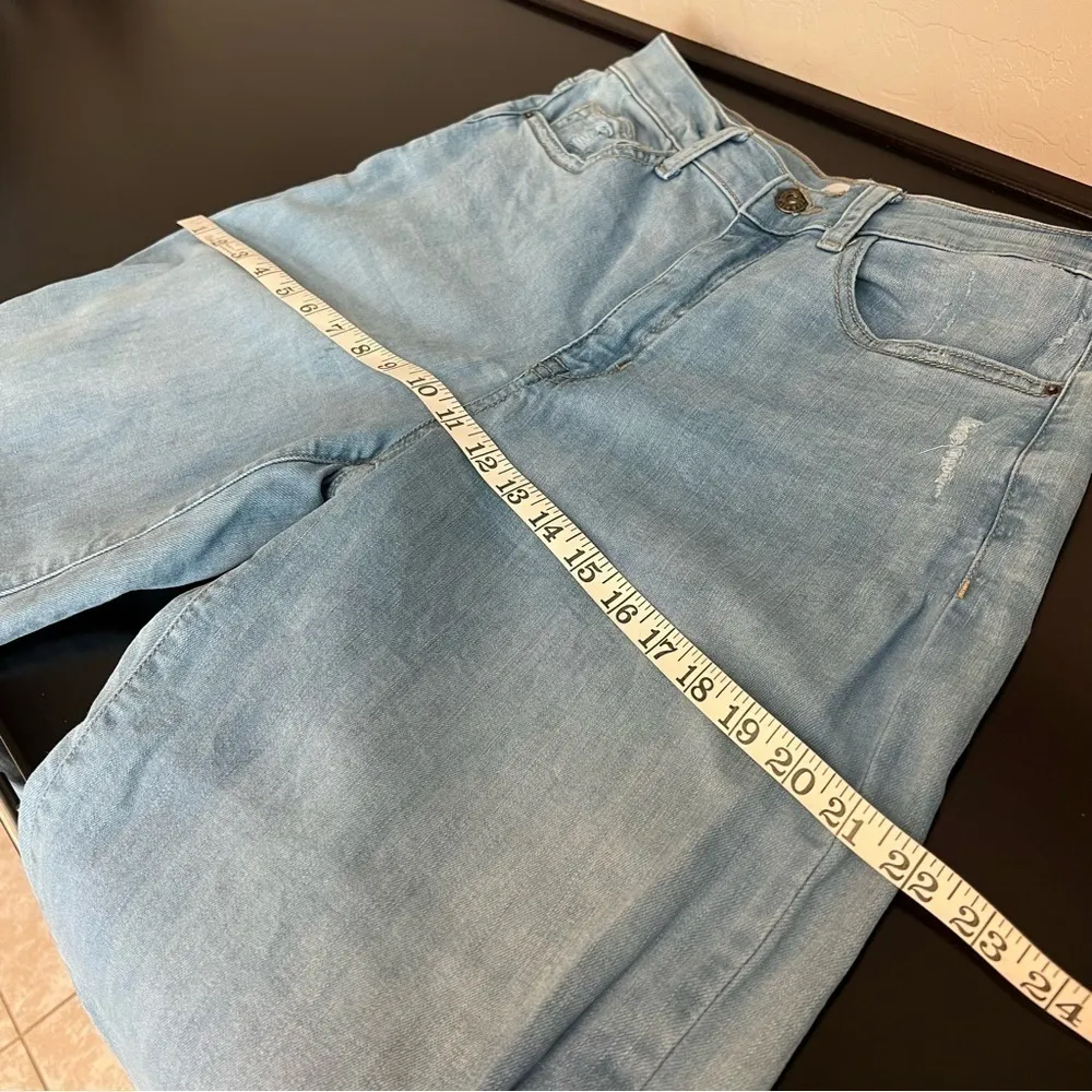 Sneak Peek wide leg Jeans,frilled hem,light wash, “tie dye project”gone wrong Blue Size 29 - Image 10