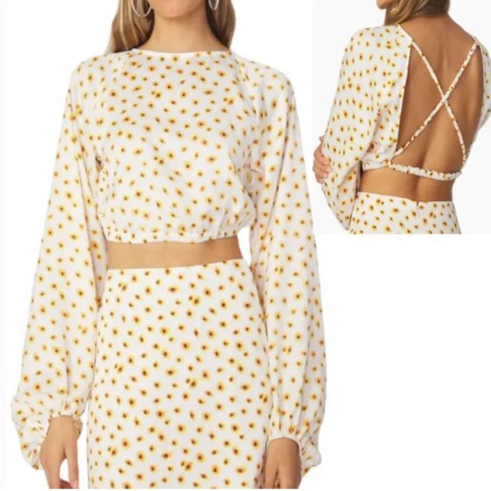 NWT REVOLVE WeWoreWhat billow sleeve top in ditsy daisy boho indie hippie 70s - Image 2