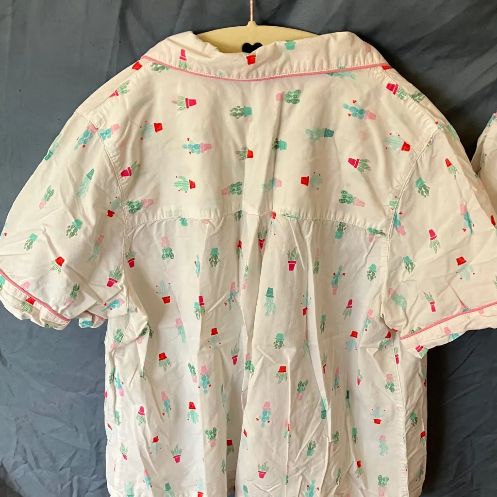 Kate Spade: White Pajama Set- Cactus Print-Cotton Blend- L - Image 9