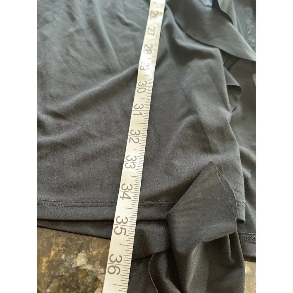 Womens Black Ruffle Skirt Side Slit Elastic Waist Maxi Midi Sz XS Gothic Witchy - Image 10